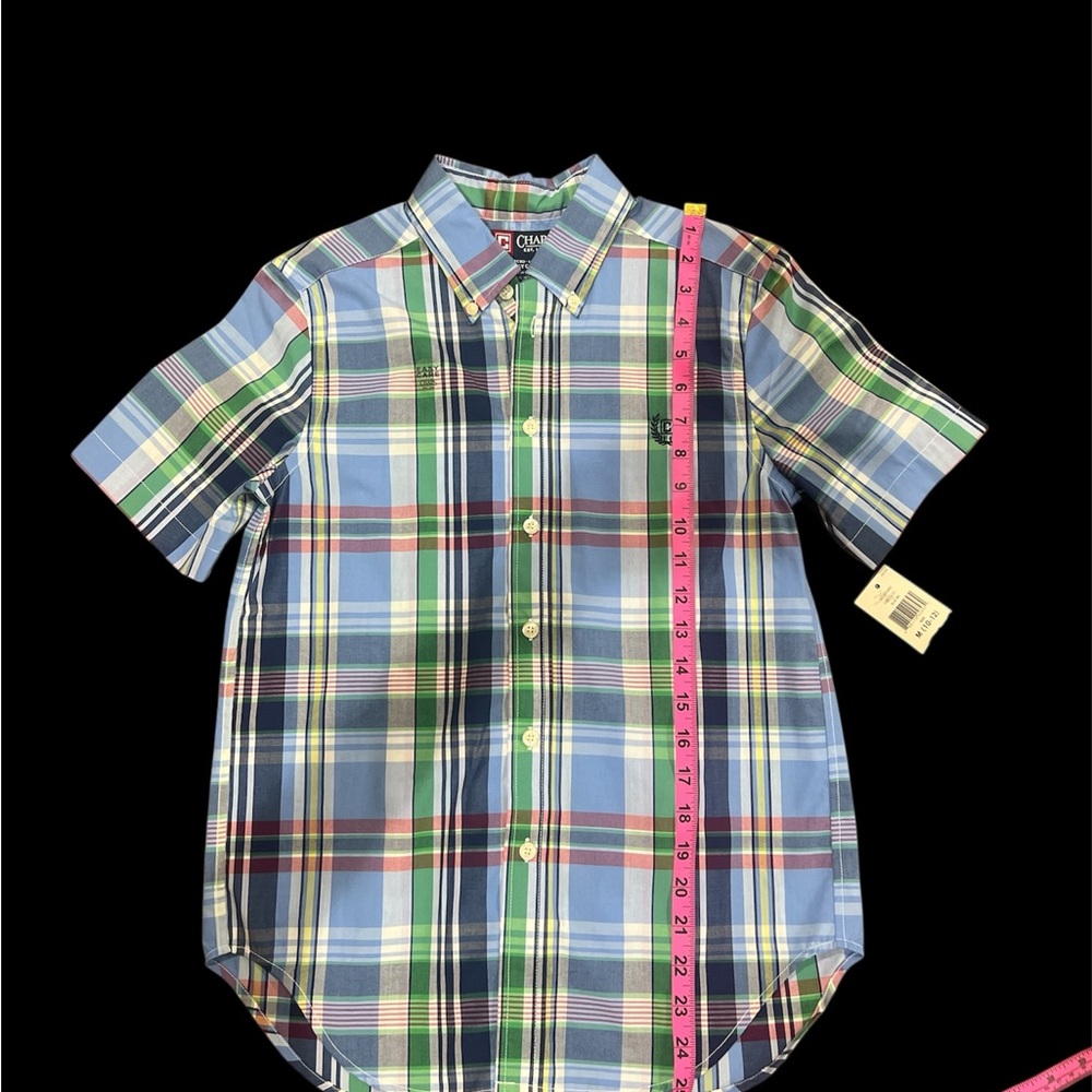 Chaps Blue and Green Casual Button Down Shirt - Picture 2 of 3